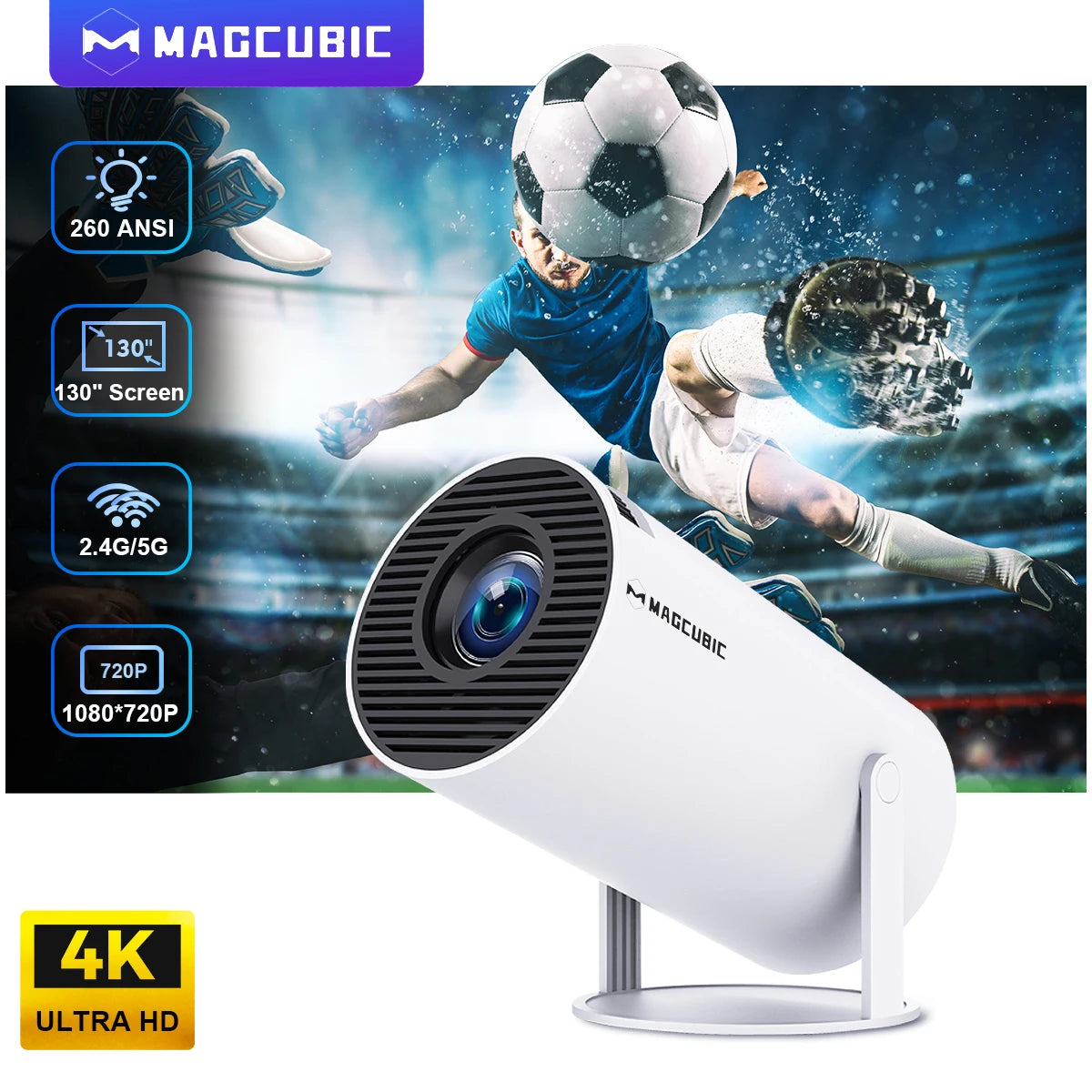 Magcubic Projector HY300 PRO 4K : Expérience Cinéma à Domicile avec WiFi 6 et Bluetooth 5.0