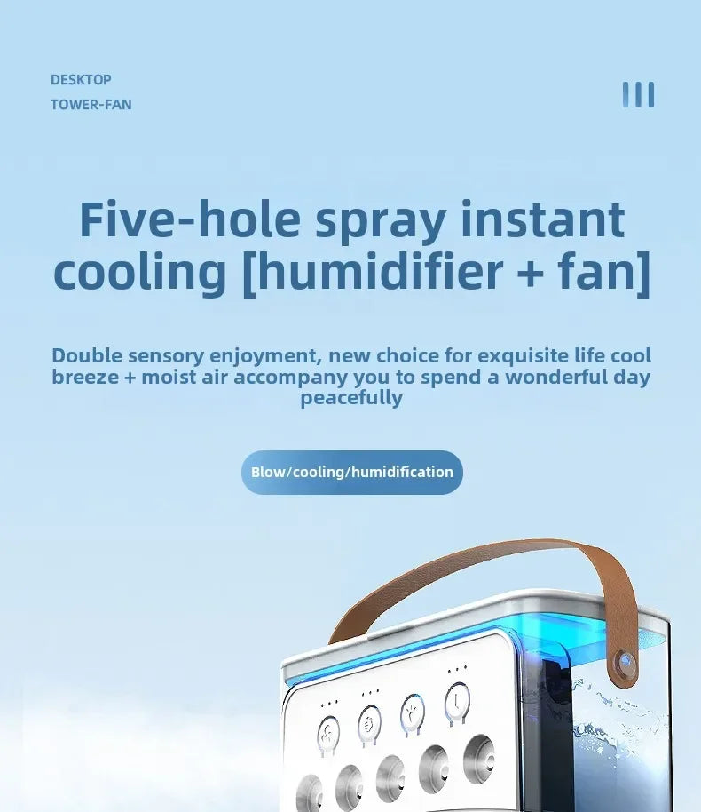 Ventilateur Électrique 3-en-1 : Veilleuse LED, Humidificateur et Diffuseur de Brume